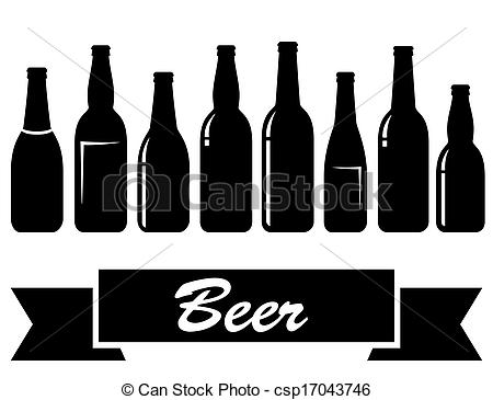 Drawing Of Black Glossy Isolated Beer Bottles   Set Of Black Glossy