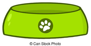 Empty Dog Bowl   Green Dog Bowl Food Dish With A Paw Print