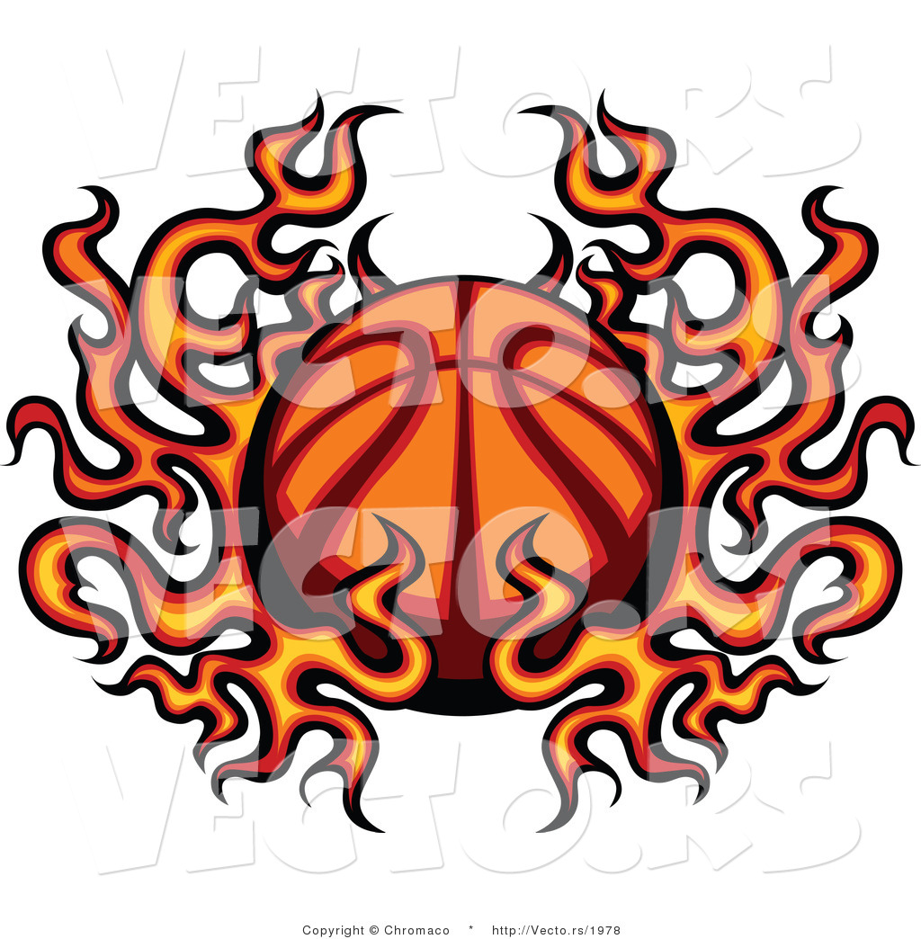 Larger Preview  Vector Of A Flaming Cartoon Basketball By Chromaco