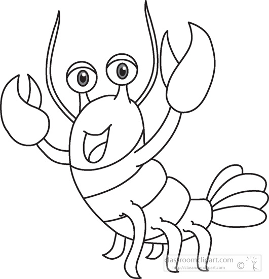Lobster Marine Life Black White Outline 988   Classroom Clipart