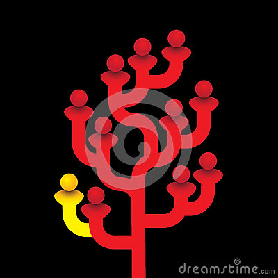 Red Tree Of Related People With One Person Being Different  The Vector