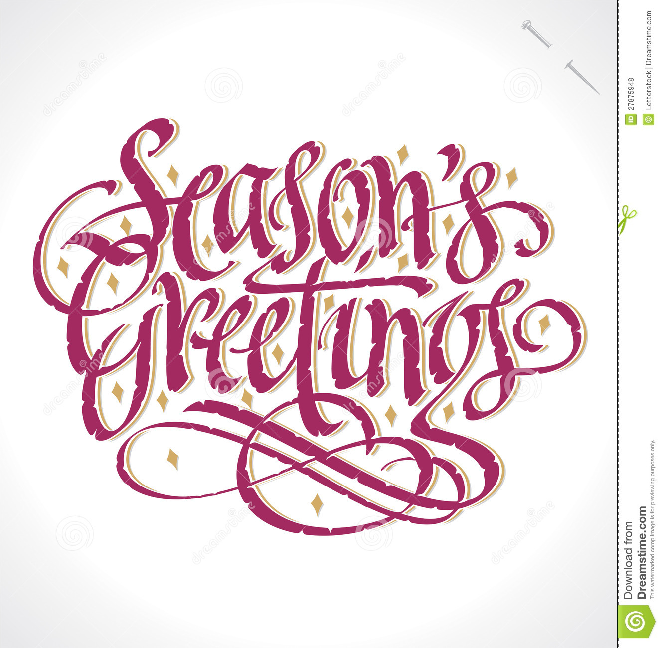 Seasons Greetings Hand Lettering   Handmade Calligraphy Vector  Eps8    