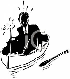 Speed Boat Clipart Black And White A Black And White Cartoon Man In A