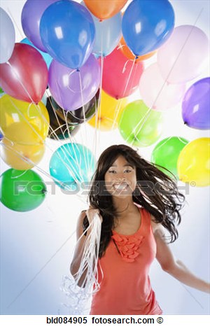 Stock Image Of African American Woman With Birthday Balloons Bld084905