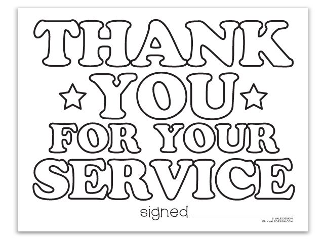 Thank You For Your Service Coloring Page   Holiday   Pinterest