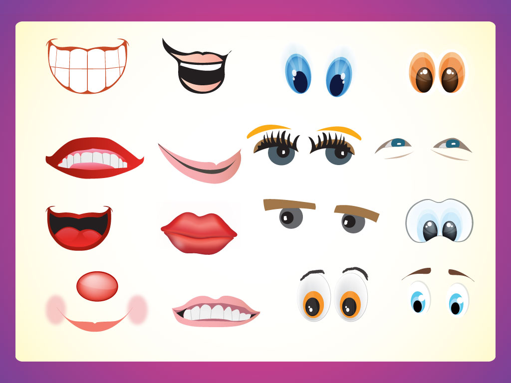 This Fun Cartoon Vector Pack Of Faces Expressions Has Many Choices For