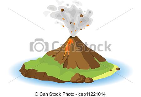 Vector Clip Art Of Volcano Erupting   Volcano Erupting On Island    