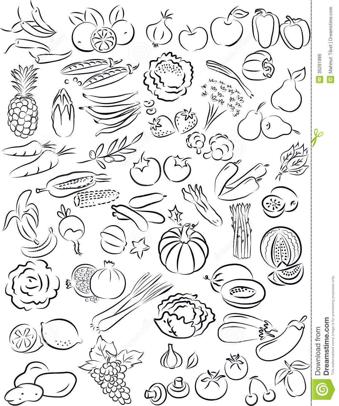 Vegetable Clipart Black And White Vegetables And Fruits