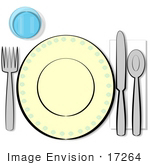 17264 Table Place Setting With A Cup Fork Plate Knife Spoon And