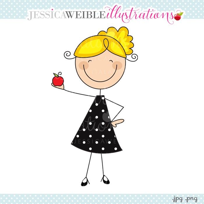 Black Polka Dot Dress Teacher   Stick Figures   Pinterest