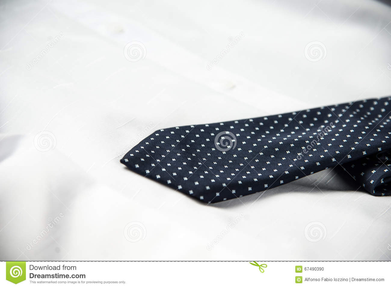 Blue Tie Over White Shirt Stock Photo   Image  67490390