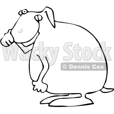 Clip Art Illustration Of A Coloring Page Outline Of A Dog Covering His