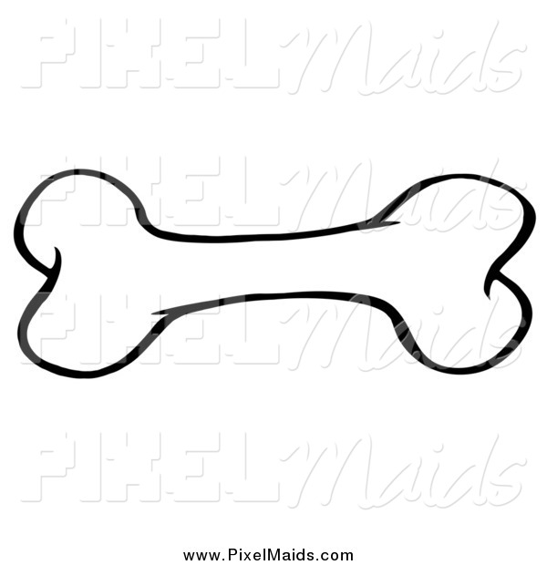 Clipart Of A Black And White Dog Bone By Hit Toon    32009