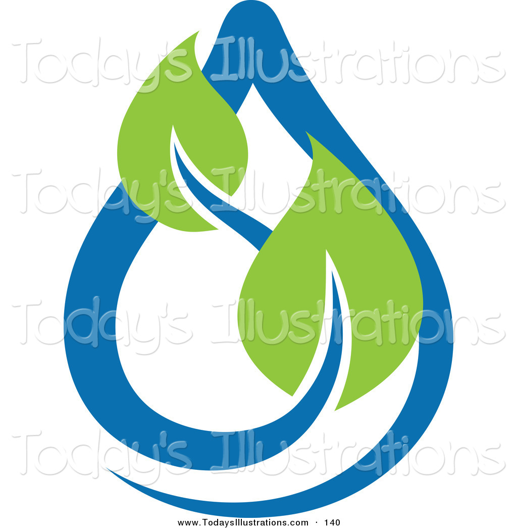 Clipart Of A Green Leaves And Blue Water Drop Ecology Logo Icon By    