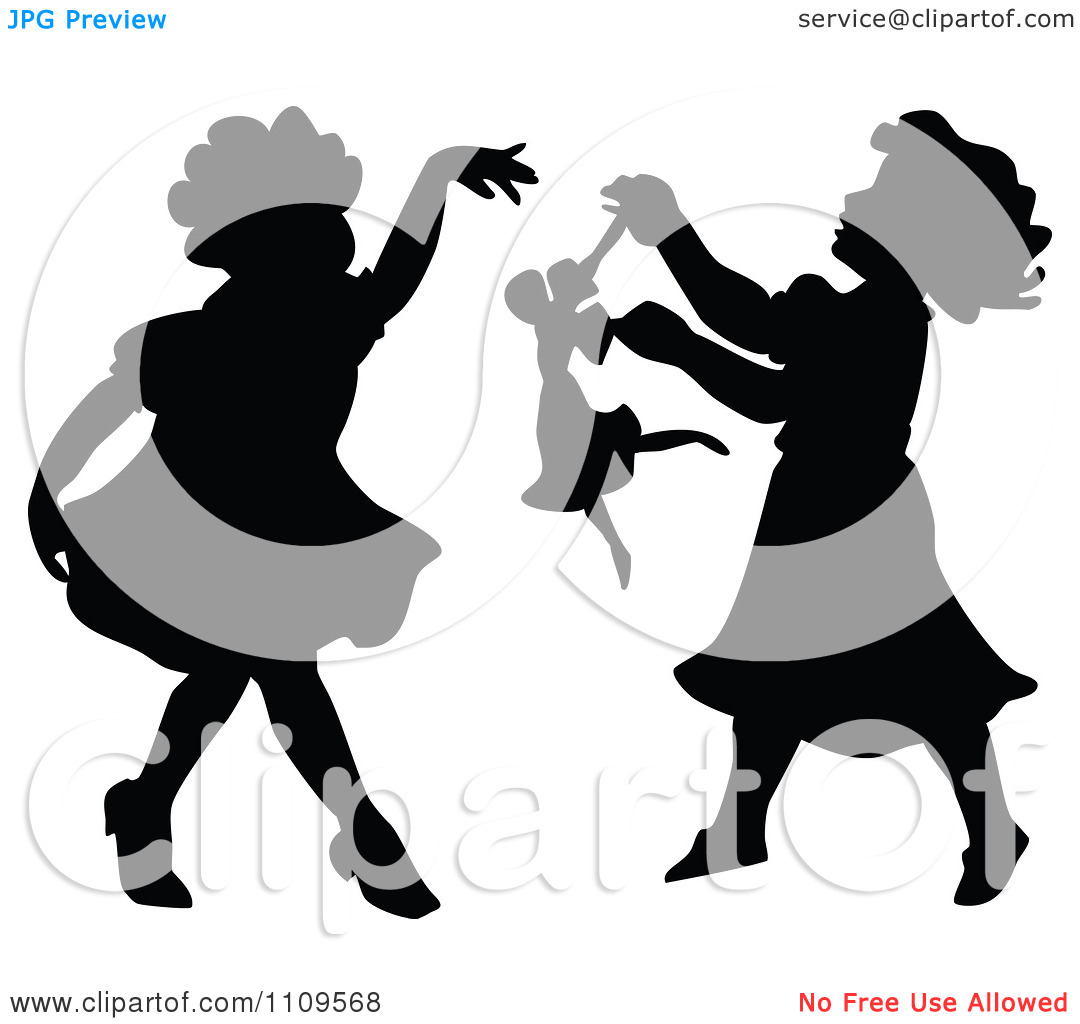 Clipart Silhouetted Little Girls Dancing And Playing With A Doll    