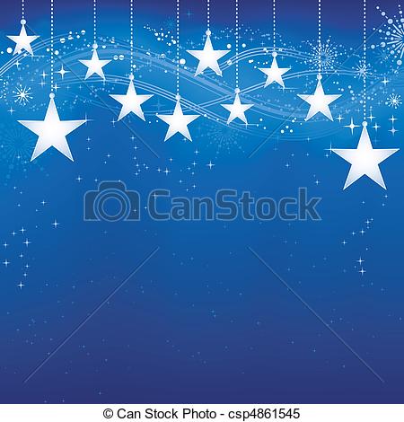Clipart Vector Of Festive Dark Blue Christmas Background With Stars    