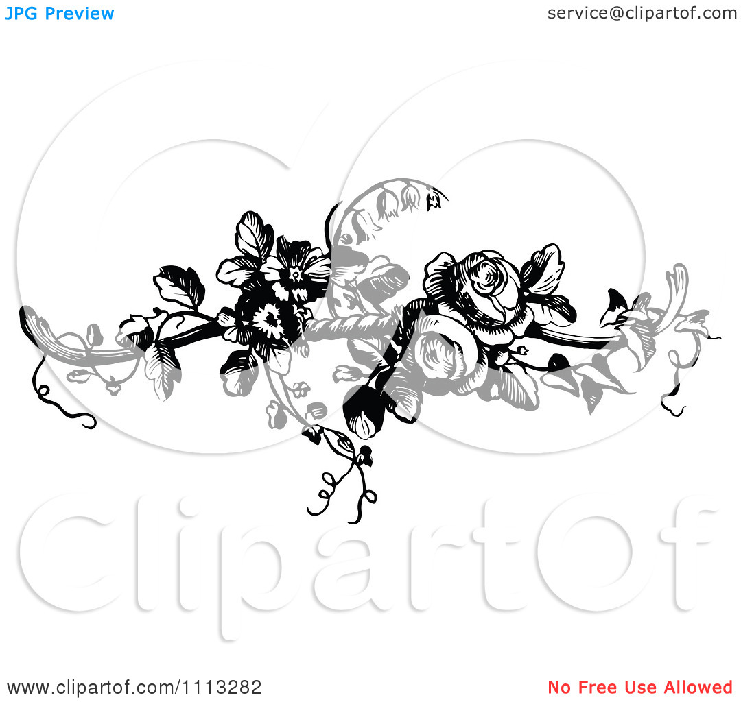 Clipart Vintage Black And White French Rose Design Element 2   Royalty    