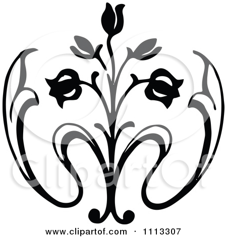 Clipart Vintage Black And White Rose Bud Design Element   Royalty Free    