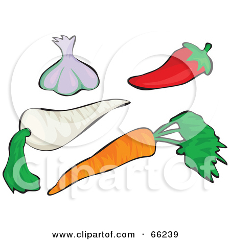 Digital Collage Of Veggies  Garlic Chilli Parsnip And Carrot