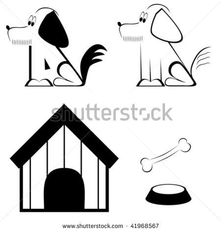 Dog House Clipart Black And White 304468 And Bone Black And White Easy    