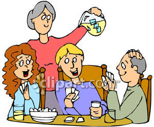 Family Playing A Card Game   Royalty Free Clipart Picture