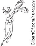 Illustration Of A Black And White Outline Of A Happy Carrot By Dero
