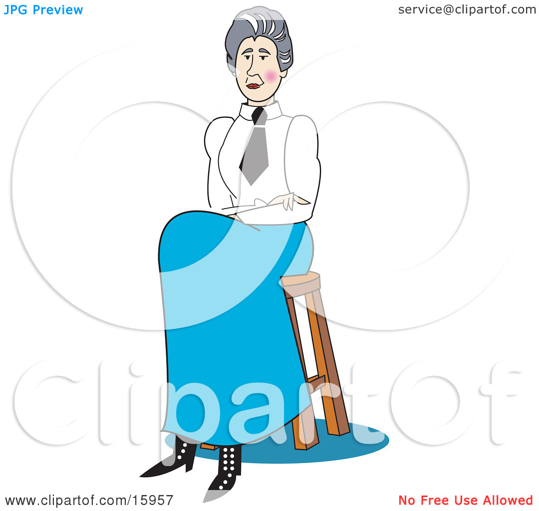 In A White Shirt Black Tie And Blue Sirt Seated On A Stool Clipart