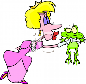 Princess Kissing A Frog   Royalty Free Clipart Image