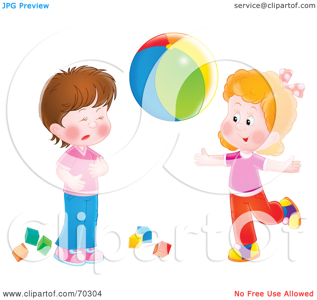 Royalty Free  Rf  Clipart Illustration Of A Two Little Girls Playing