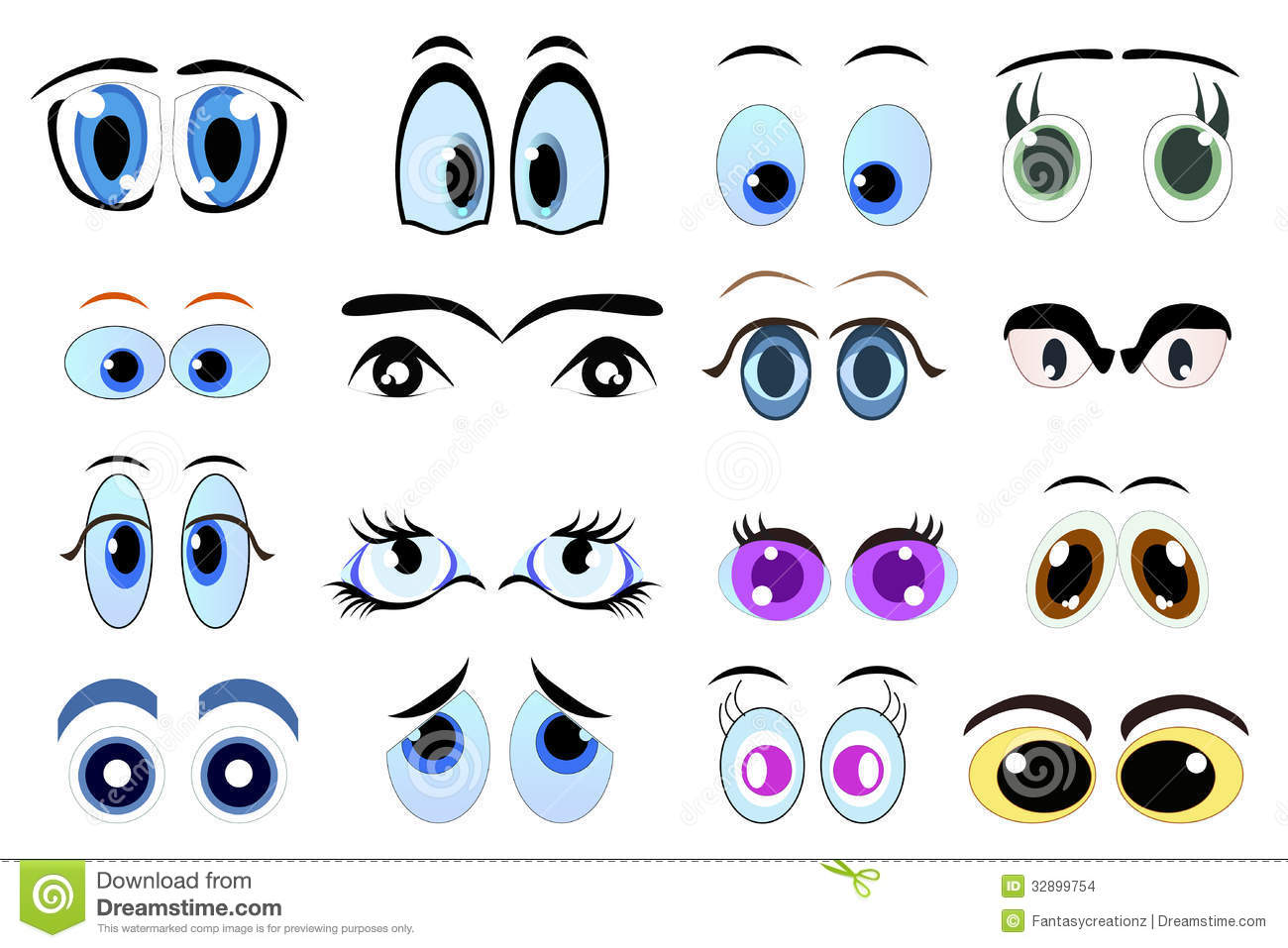 Set Of Cartoon Eyes Illustration