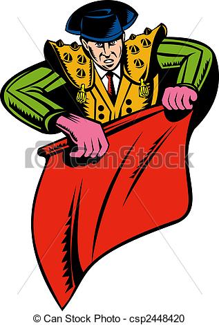 Stock Illustration   Matador Or Bullfighter With Red Cape   Stock