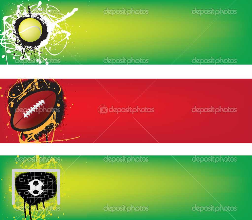 Tennis American Football And Soccer Banner   Stock Vector