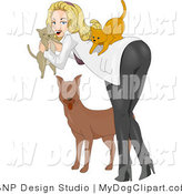 Vector Clip Art Of A Sexy Woman Vet With Cats And A Dog By Bnp Design