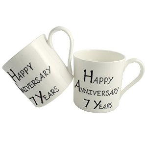 7th Year Wedding Anniversary Gift Pair Of Fine Bone China Mugs  Black