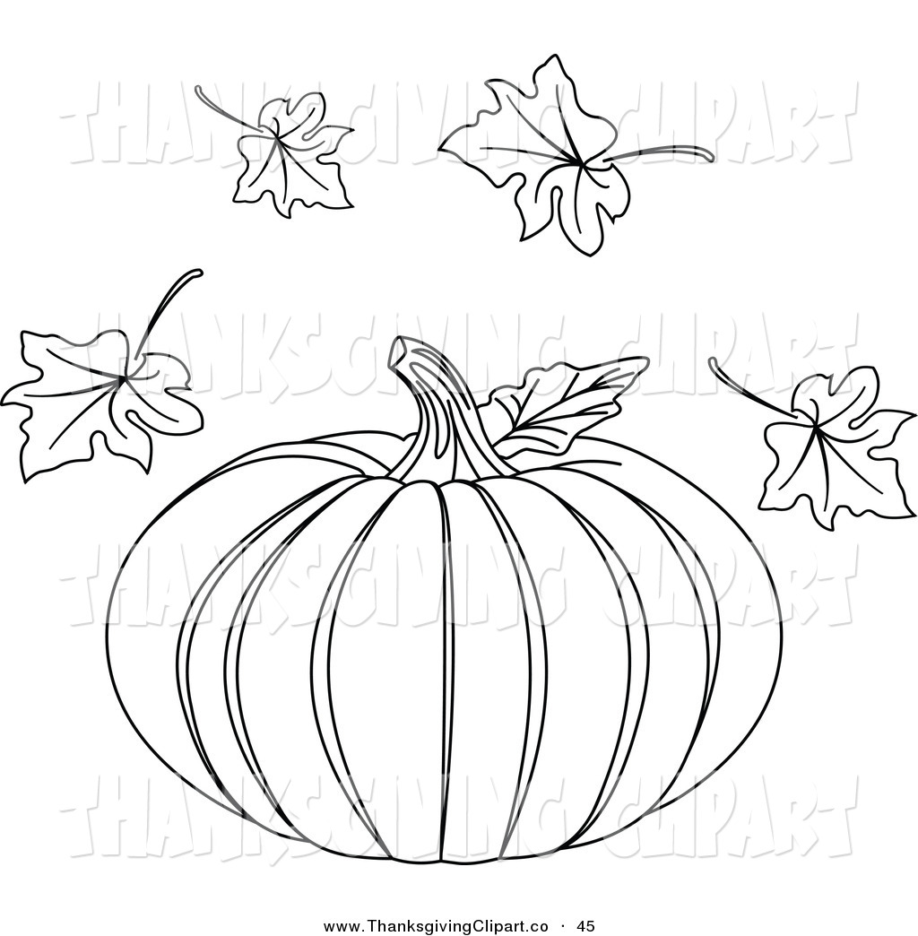 Art Of A Black And White Halloween Pumpkin With Autumn Leaves On White