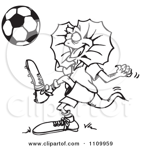 Black And White Aussie Frill Neck Lizard Playing Soccer