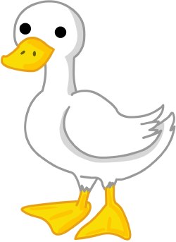 Clip Art Of A White Duck With Orange Feet And Bill Looking At Viewer