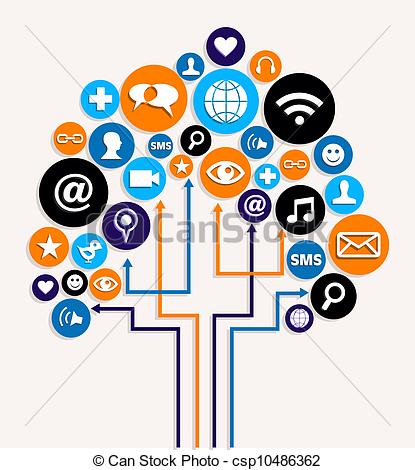 Clip Art Vector Of Social Media Networks Business Tree Plan   Social