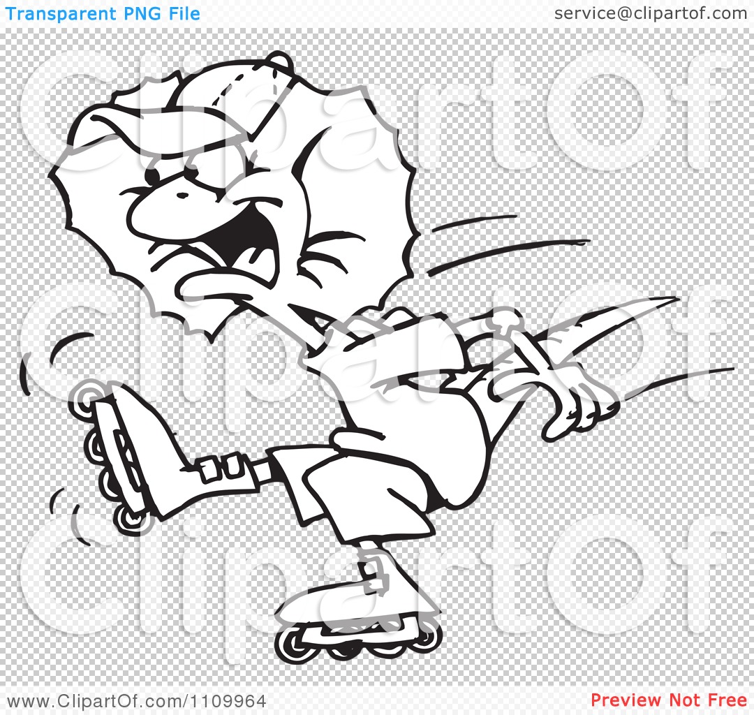 Clipart Black And White Aussie Frill Neck Lizard Roller Blading 1