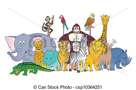 Clipart Vector Of Wild Animal Color Group Csp10364251   Search Clip