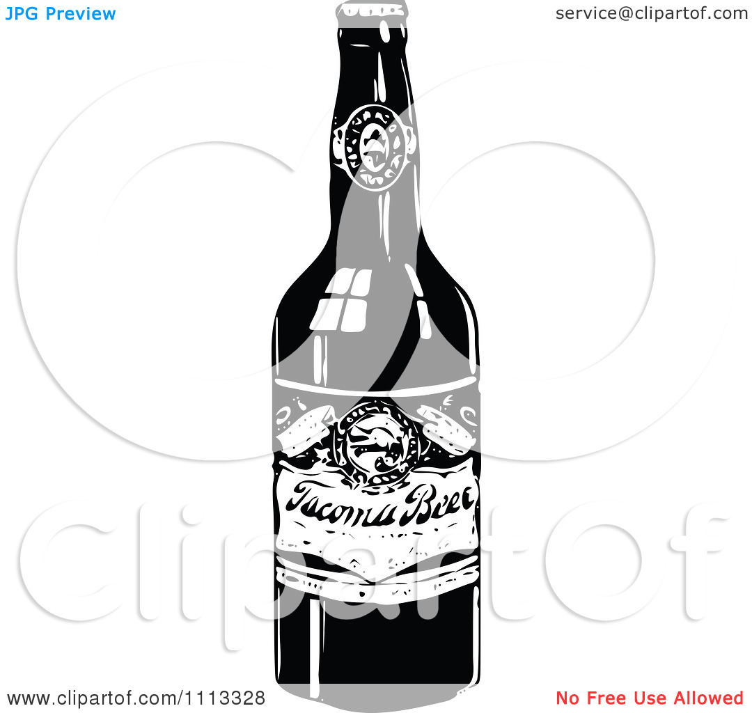 Clipart Vintage Black And White Beer Bottle   Royalty Free Vector