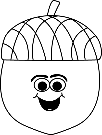 Fall Clipart Black And White Acorn Cartoon Black White Png