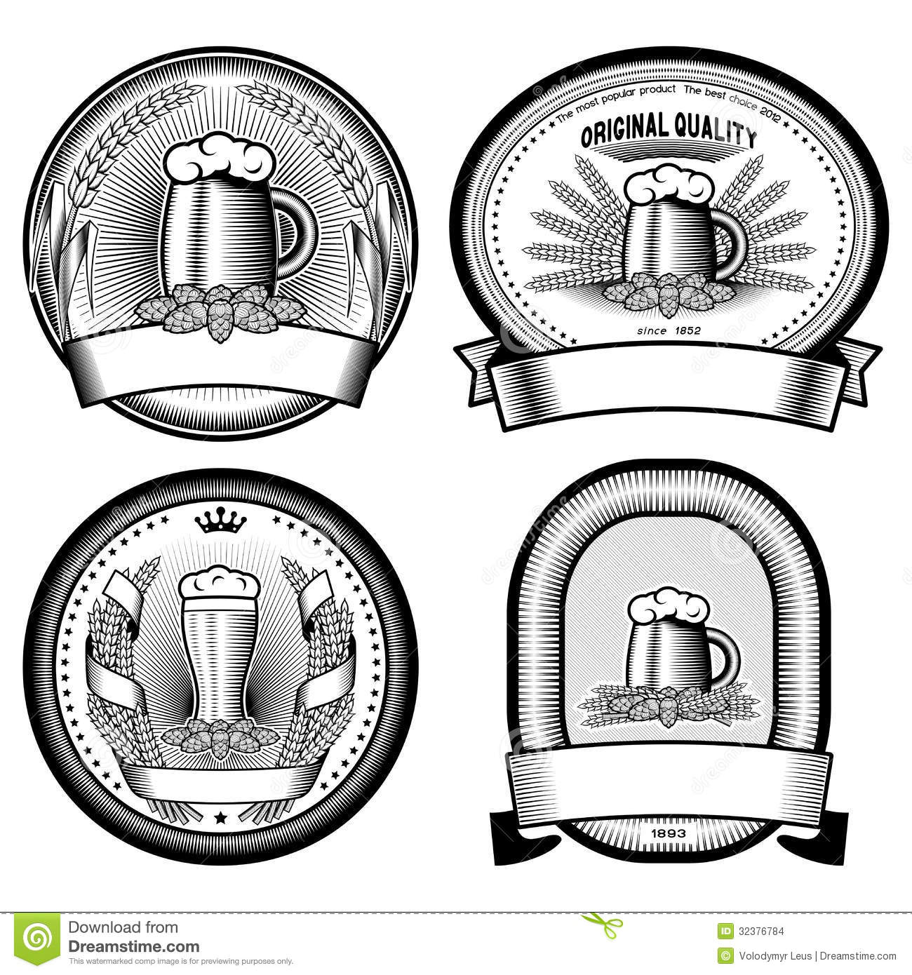 Four Beer Labels  Black And White  Stock Images   Image  32376784
