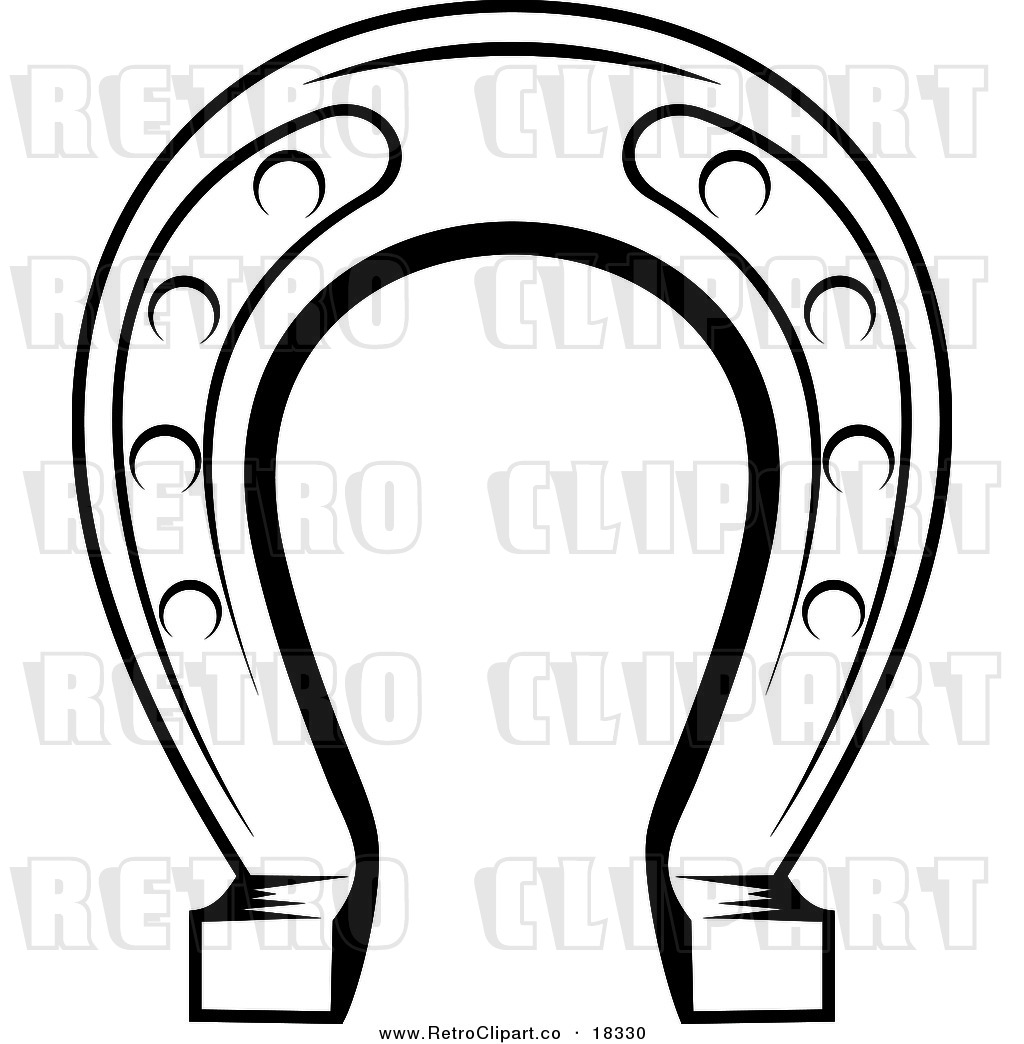 Horse Shoe Clipart Black And White Vector Clipart Of A Black And White    