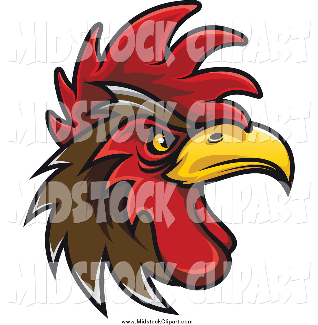 Larger Preview  Clip Art Of A Brown And Red Rooster Head By Seamartini