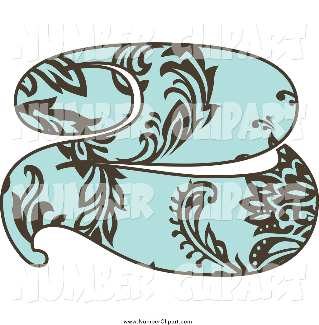 Larger Preview  Clip Art Of A Brown And Turquoise Floral Vintage