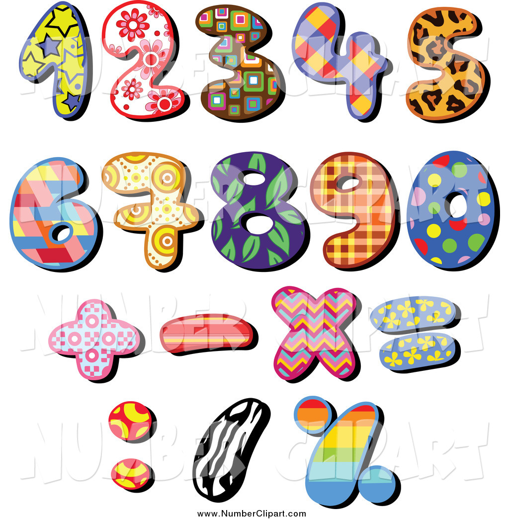 Larger Preview  Clip Art Of Patterned Numbers And Math Symbols By    