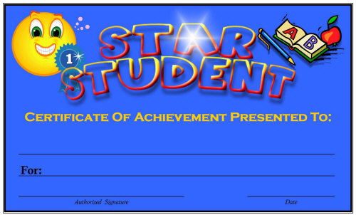 This Is A Sample Of The Star Student Certificate