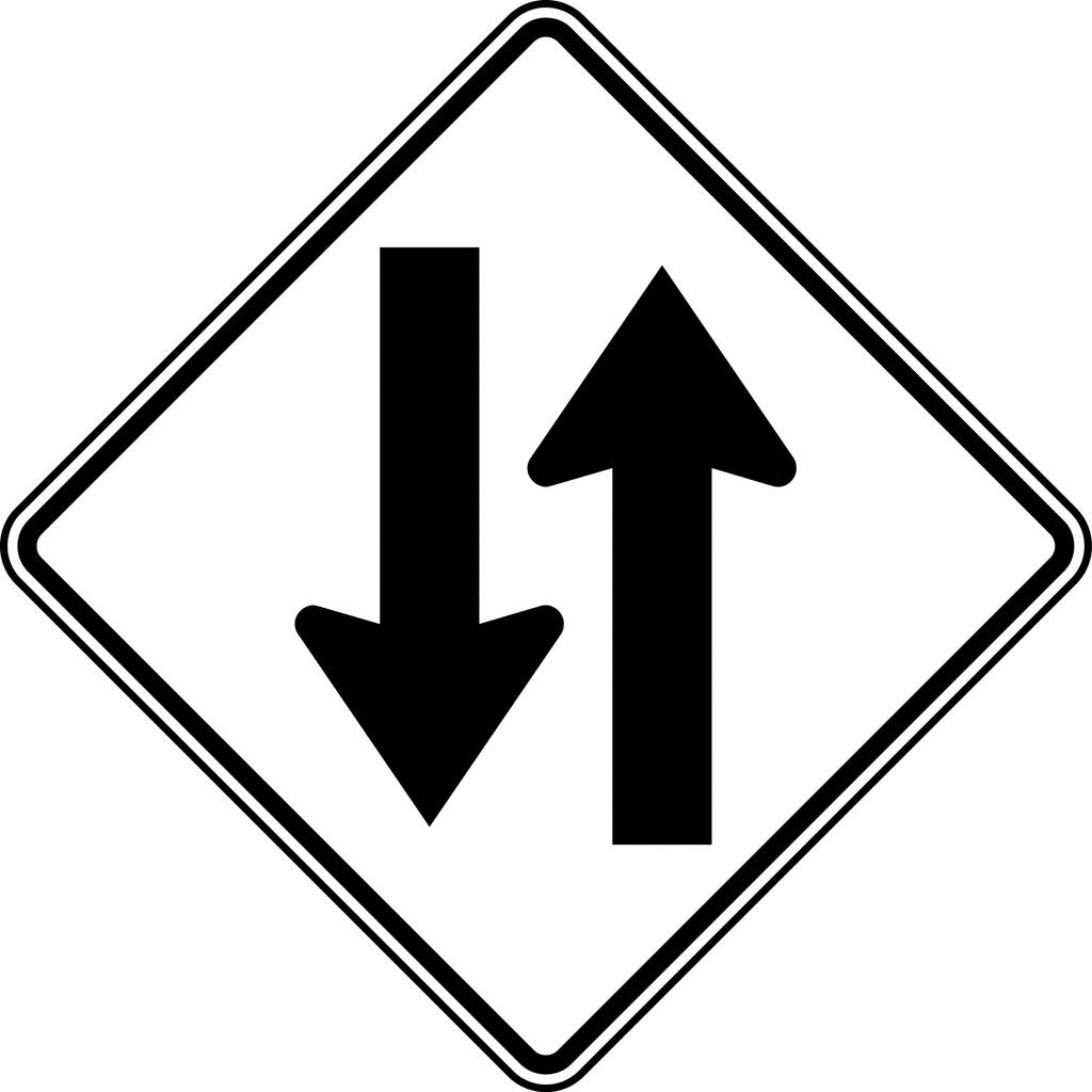 Two Way Traffic Black And White   Clipart Etc
