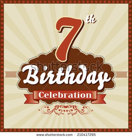 Years Celebration 7th Happy Birthday Retro Style Card   Vector